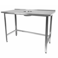 Стол для сбора отходов Norma Inox 1500×600×860, обечайка 100 мм, с бортом, на уголке из нержавеющей стали