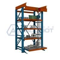 Стеллаж с выкатными платформами частичного выдвижения Slide-1000, 1200*2500, с талью