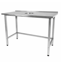 Стол для сбора отходов Norma Inox 1500×600×860, обечайка 30 мм, с бортом, на трубе из нержавеющей стали
