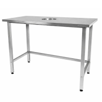 Стол для сбора отходов Norma Ral 800×600×860, обечайка 30 мм, на трубе из нержавеющей стали