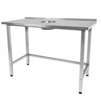 Стол для сбора отходов Norma Inox 1200×600×860, обечайка 100 мм, с бортом, на трубе из нержавеющей стали