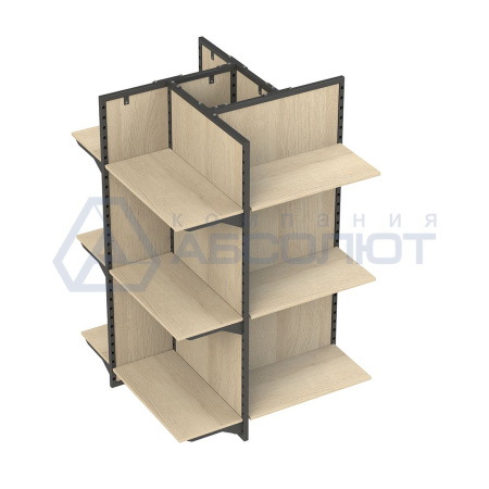Стеллаж островной четырехсторонний со стенками ЛДСП, высотой 1750 мм от компании Абсолют
